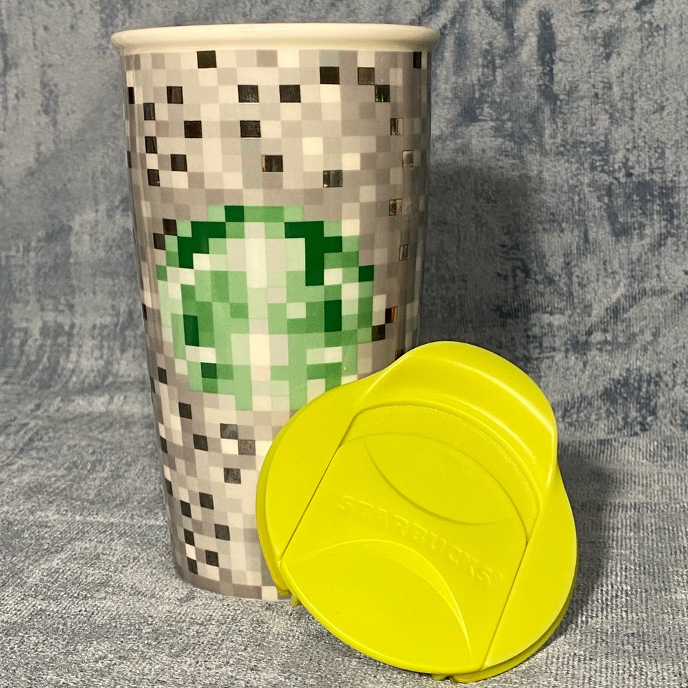 2012 Starbucks X Rodarte Pixel Double Wall Ceramic Tumbler Travel 12oz Minecraft
